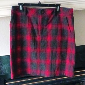 Eddie Bauer Red and Black Plaid Midi Skirt